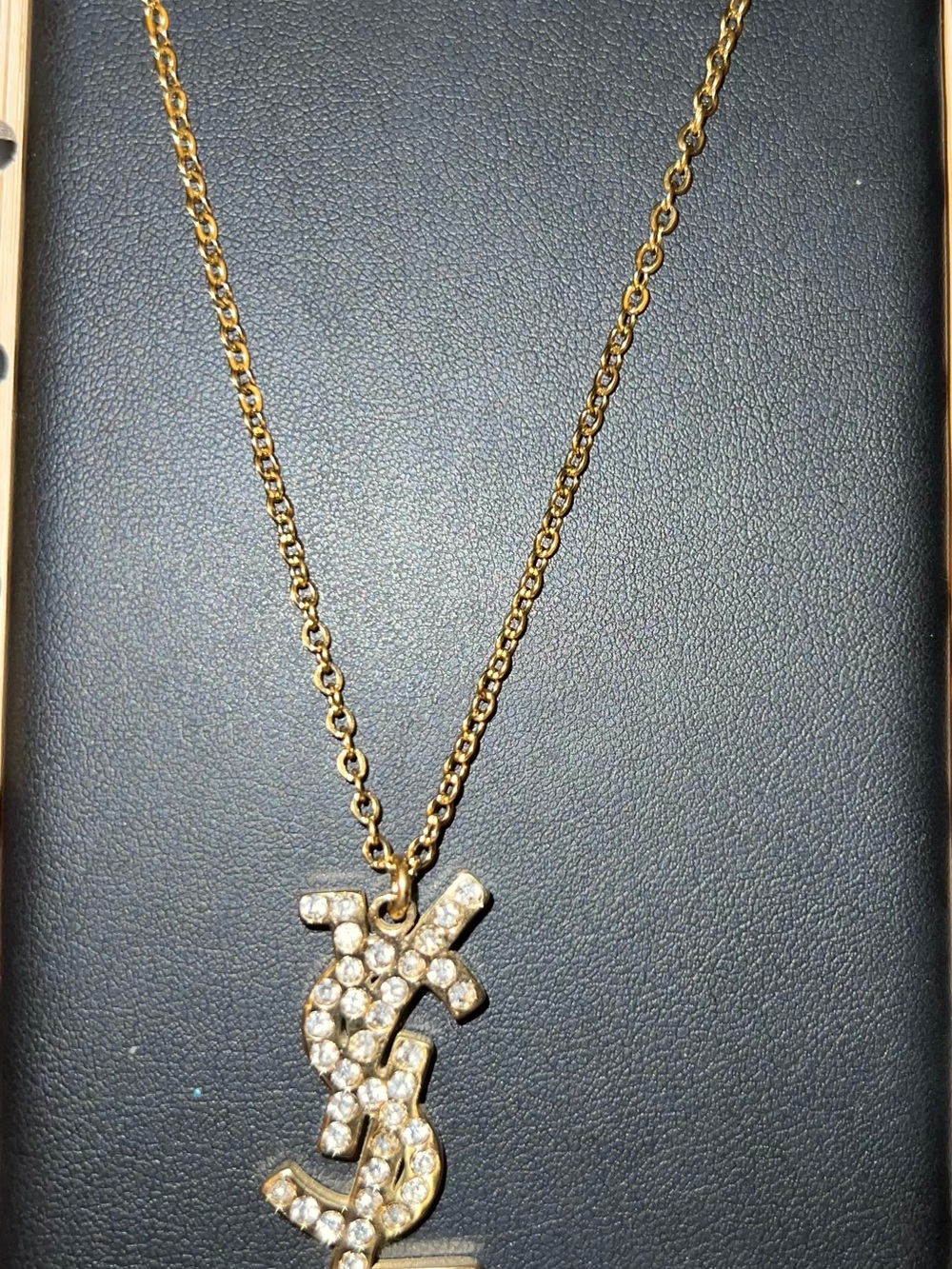 Gold Crystal Monogram Pendant Necklace - Women Jewelry
